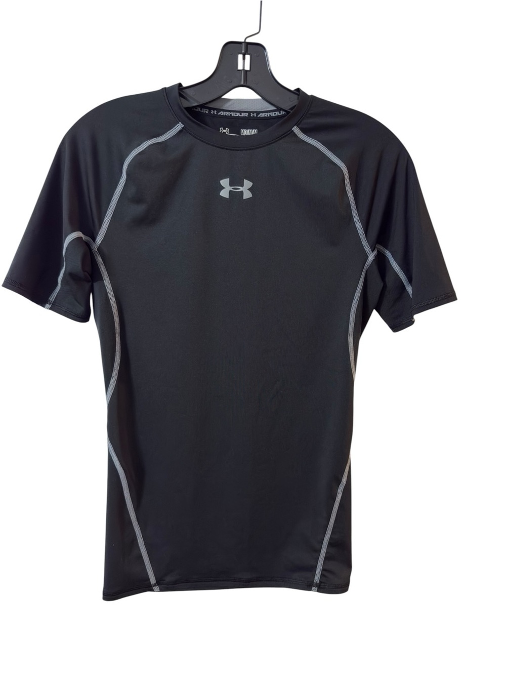 Under Armour Black Short-Sleeve Men's Rash Guard with Gray Contrast Stitching